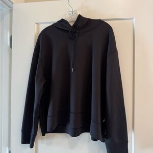 Classic Black Hoodie with Drawstring Hood, Zipper Sides